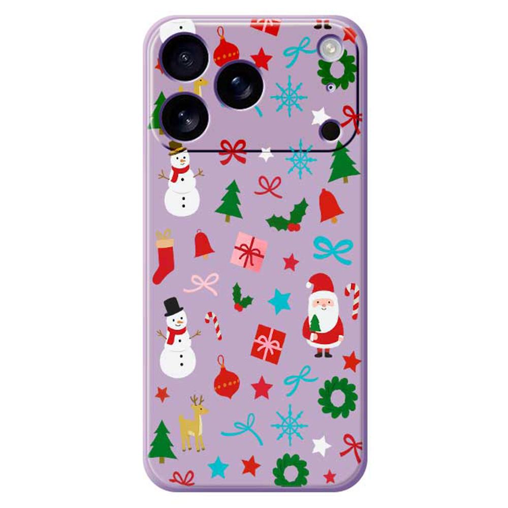 

For iPhone 17 Pro Case Christmas Decorations Pattern Printing Straight Edge TPU Phone Back Cover
