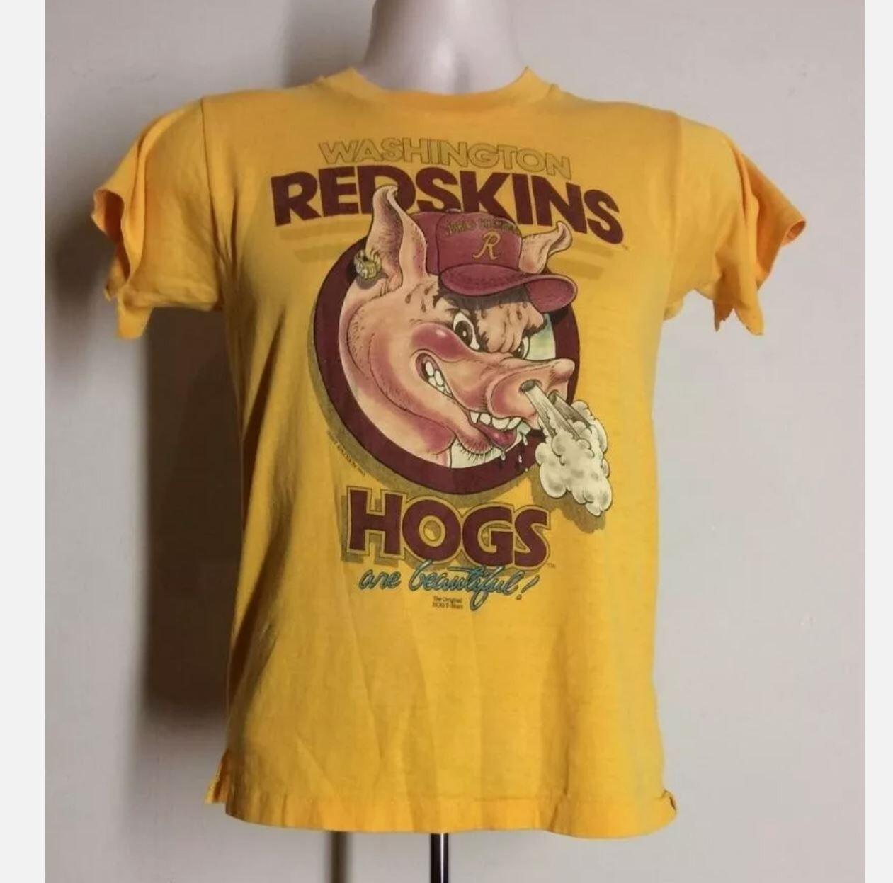 Vtg 1983 Washington Redskins Hogs Gold T-Shirt Mens Womens Tees Top short sleeve tee M