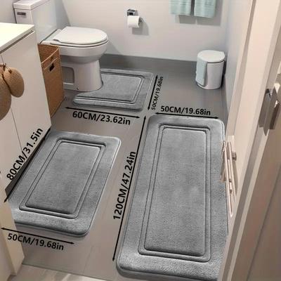 Cross-Border Non-Slip Coral Fleece Bathroom Mat - Embossed, Slow Rebound, High Water Absorption