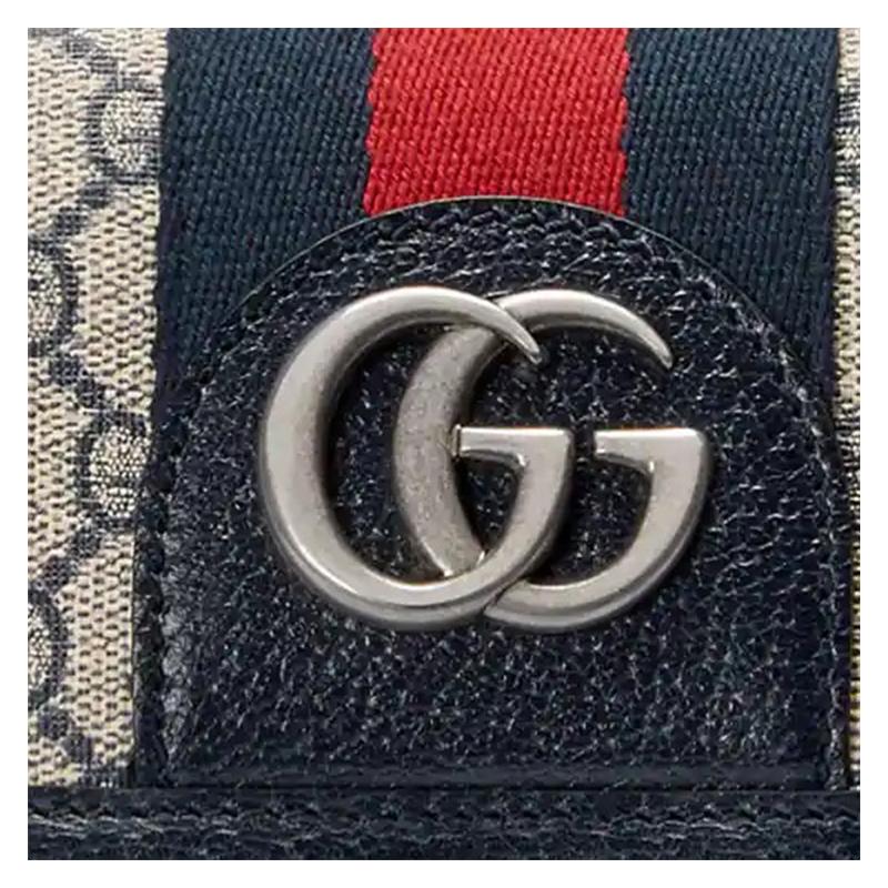 Gucci Fanny Pack Ophidia Distressed Vintage Old Flower Logo Silver Label Red and Blue Webbing Shoulder Crossbody Bag Canvas with Leather Trim Waist