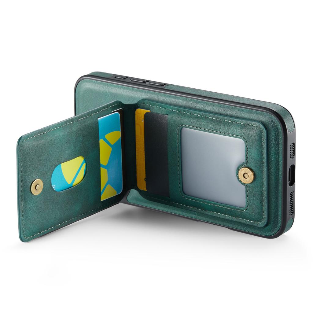 MAGKING K1 Series For iPhone 16 Plus Magnetic Case PC+TPU+PU Phone Cover with Card Holder Kickstand