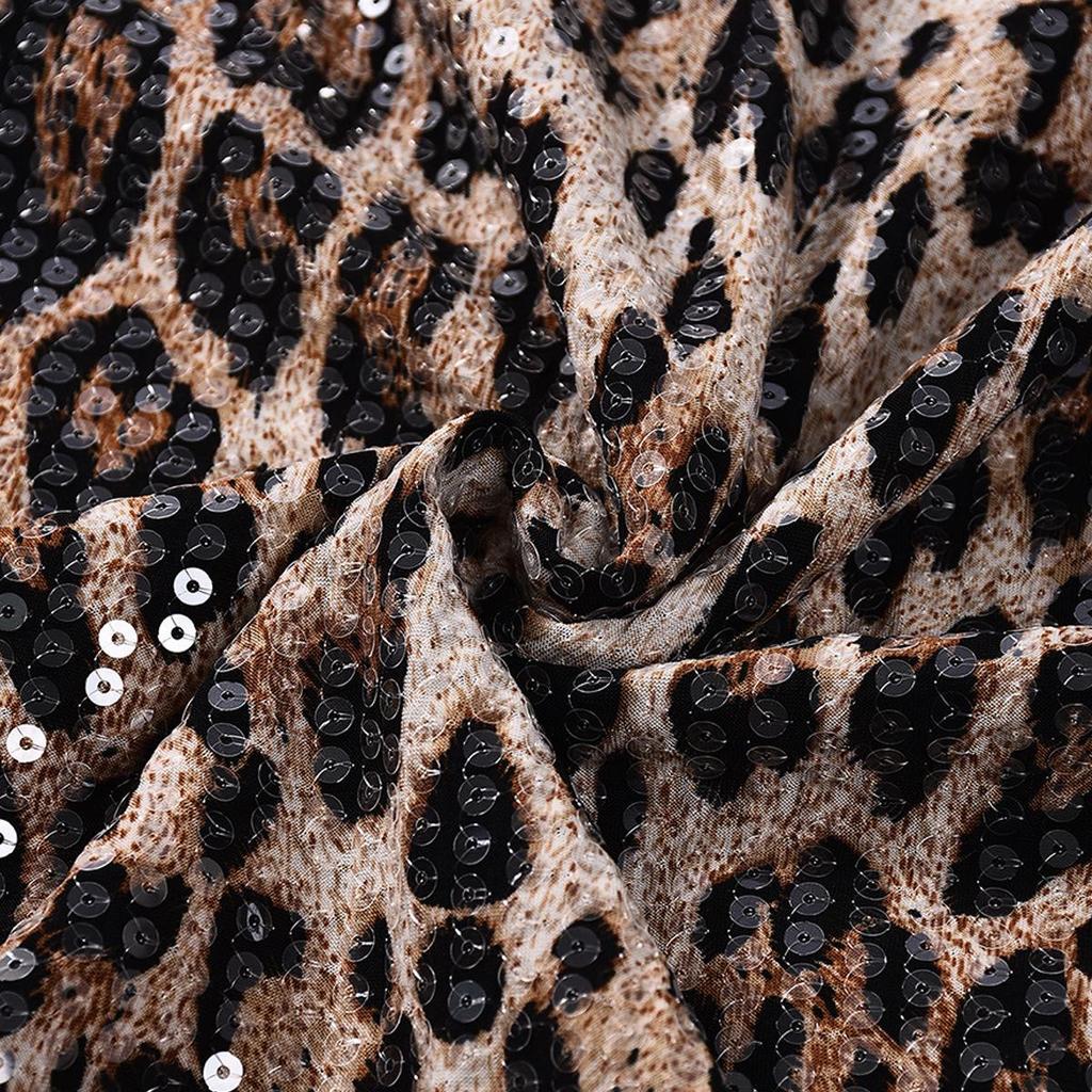 European & American Leopard Print Sexy Slim-Fit Deep V Backless Dress for Women