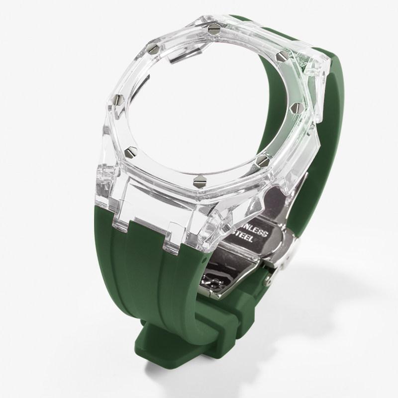 For Casioak G-Shock GA-2100 GM-2100 GMA-S2100 GA2100 Mod Kit Transparent PC Case Rubber Strap Watchband Replacement Accessories