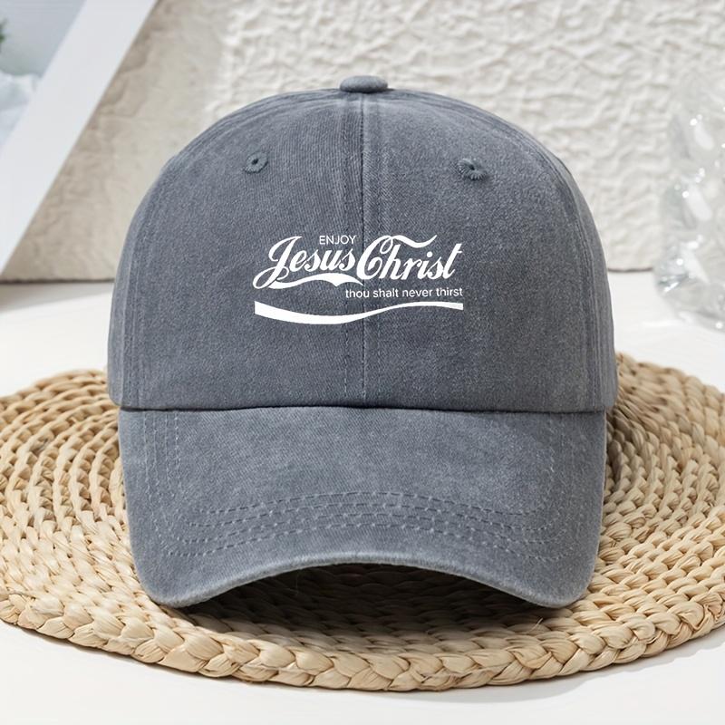 Jesus Christ White Letter Print Old Washed Baseball Cap Unisex Dad Hat Outdoor Sun Hat