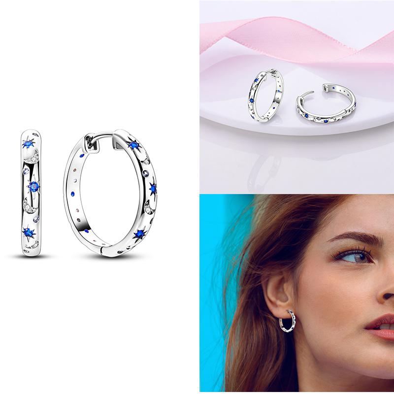 Genuine 925 Silver Love Feather Earrings Fit Original Charms Hoop For Women Girls Stud Earring Fine Jewelry Gifts