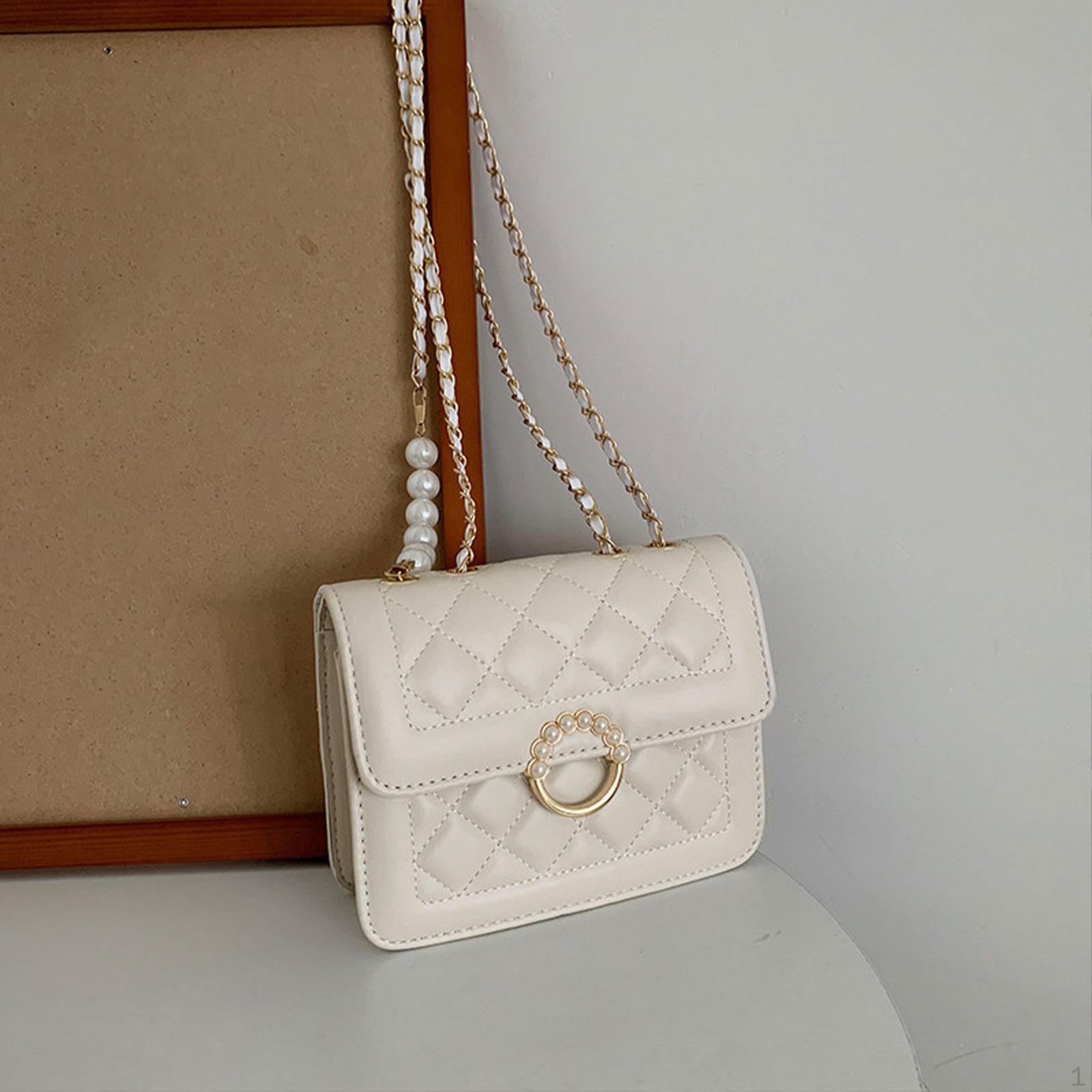 

Женская сумка через плечо Элегантная цепочка Crossbody для поездок на работу и покупок Весна White 15cmx5cmx13cm