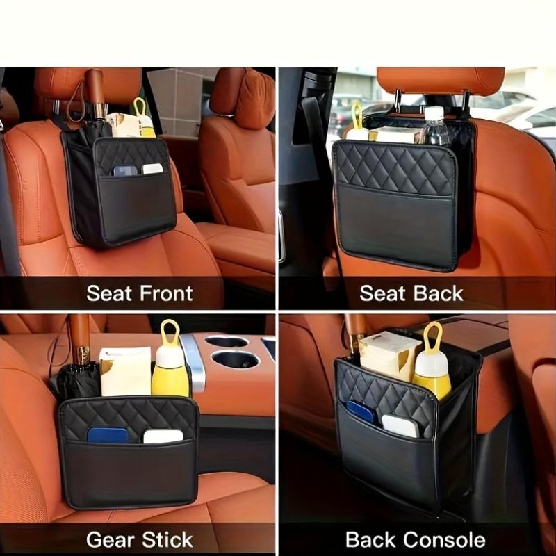 PU Car Seat Organizer Sturdy Easy To Clean Storage Bag with Multi Compartments for Wallets, Paper Towels More Large Capacity Neat Interior