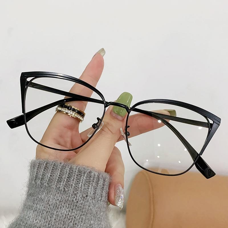 Cat Eye Anti Blue Light Reading Glasses Women Brand Designer Double Colors Metal Frame Fashion Pink Optical Eyeglasses Spectacle