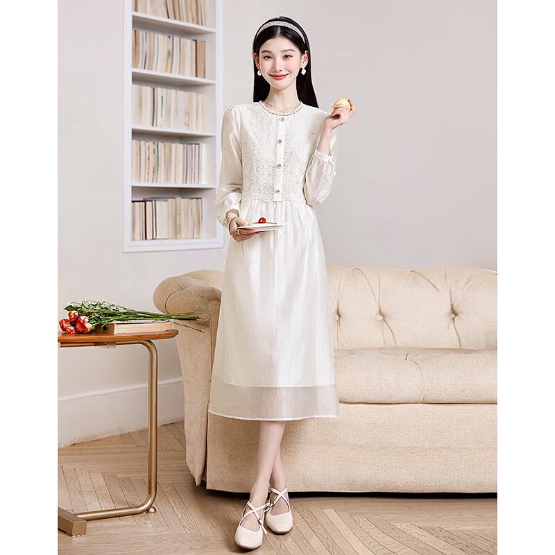 Elegant Lace Long Sleeve Mid-Length Dress