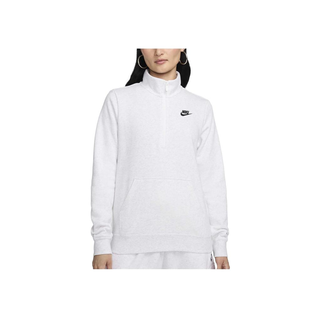 Nike Sportswear Club Solid Color Comfortable Warm Casual Half-Zip Sweatshirt Women Sweatshirt White DQ5838-051