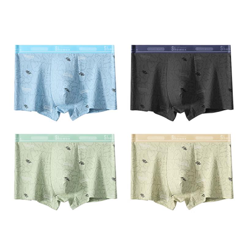 Yiershuang Men's 7A Antibacterial Cotton Boxer Briefs 4-Pack