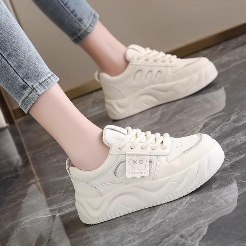 Fashion Sneakers Chunky Women Vulcanized Shoes Sneakers Boots White Platform Shoes Heel Lace Up Shoes for Women Femmes