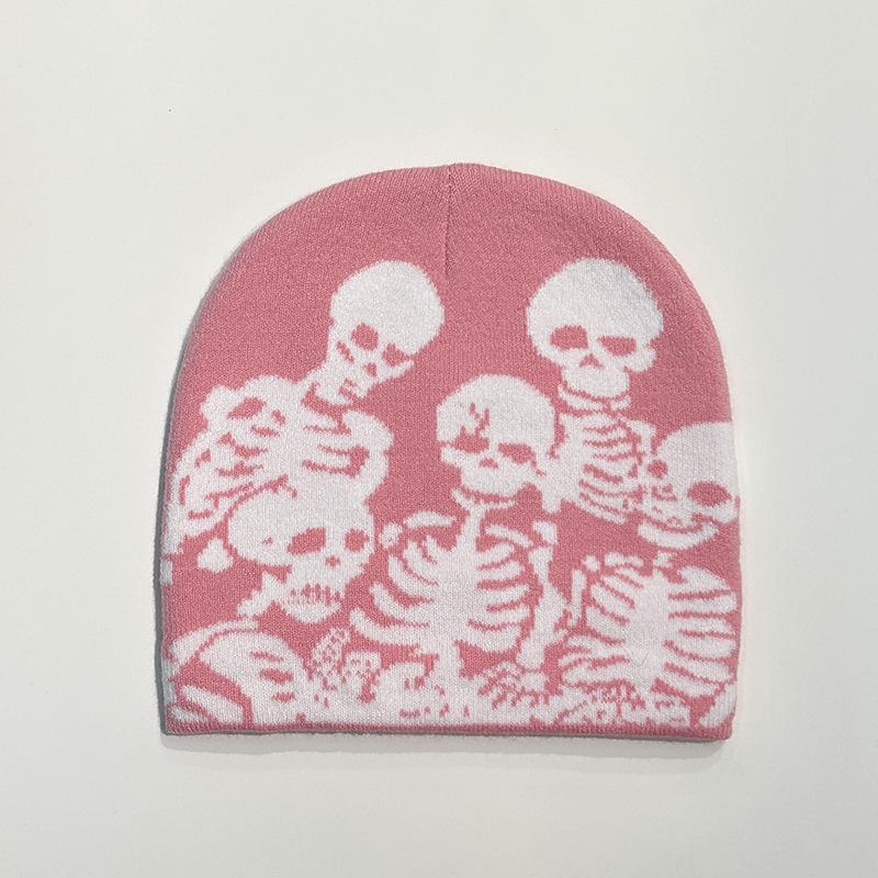 1pc Y2k Warm Beanie Cap,Street Skull Skeleton Beanie Winter Outfit,Suitable for Halloween,Christma,Outdoor Sports,Skiing Cycling