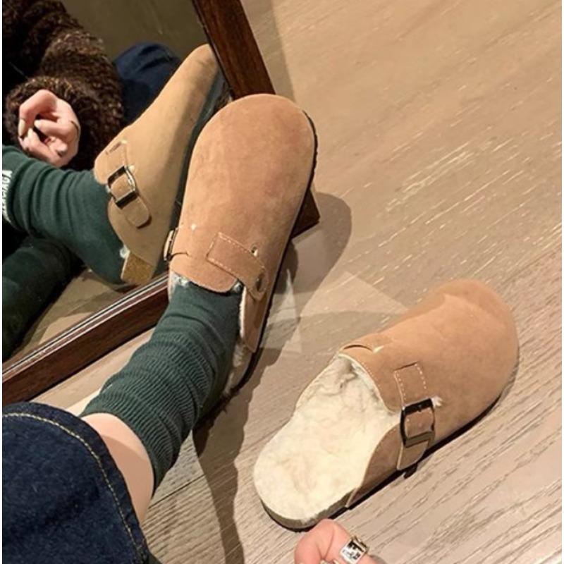 Comfortable Fur Classic Clogs for Women Winter New Cork Insole Plush Slipper with Arch Support Cozy Furry Suede Shoes