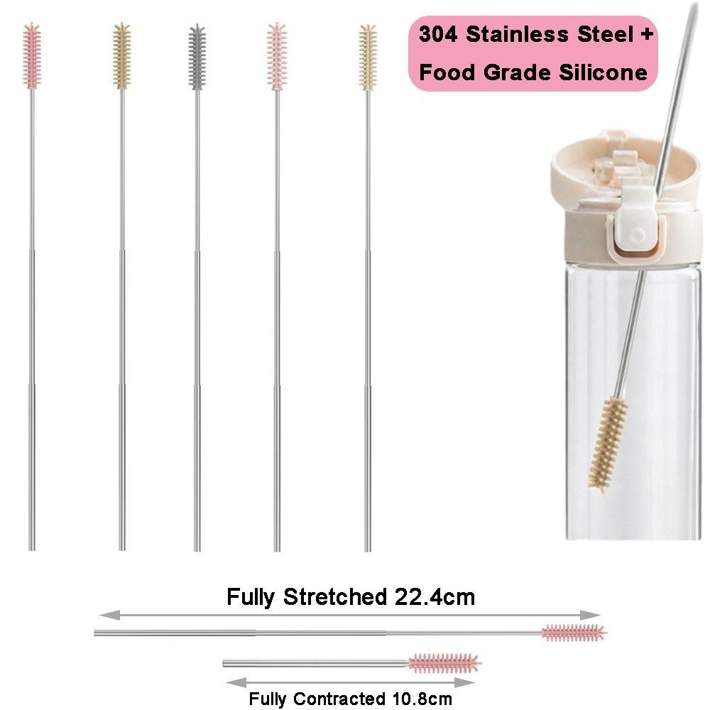 Heat Resistant Silicone Straw Brush 304 Stainless Steel Tube Cleaner  Straw Maintenance