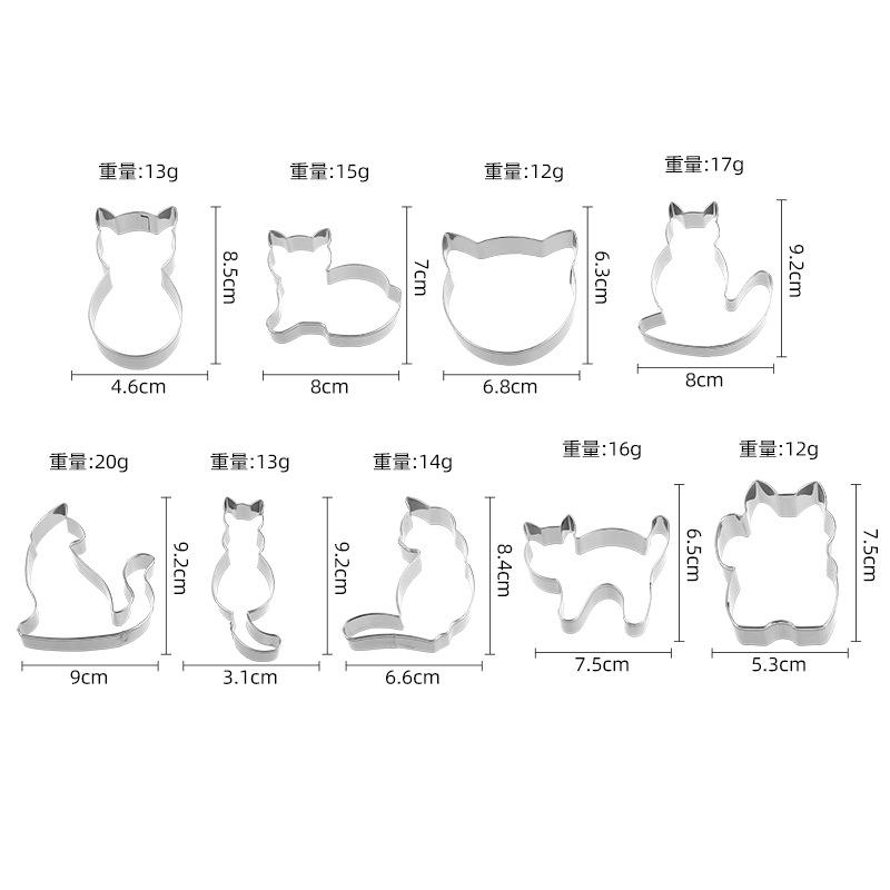 

Набор из 9 штук форм для печенья из нержавеющей стали, креативные корейские мультяшные формы для печенья в виде котят, инструмент для выпечки, форма для нарезки фруктов