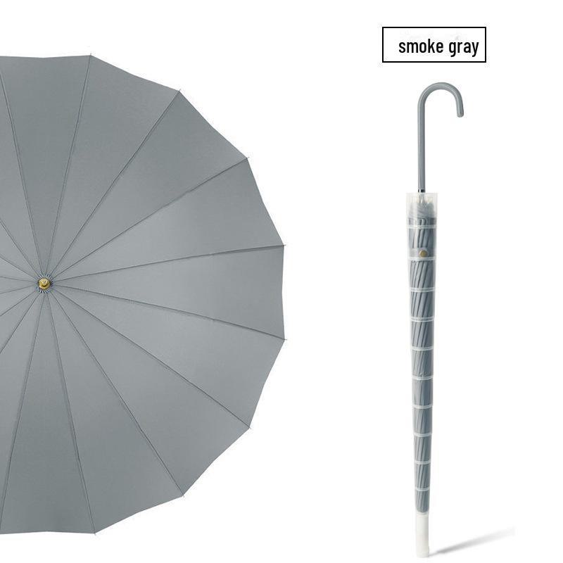 16-Rib Wind-Resistant Long Handle Umbrella with Custom Logo