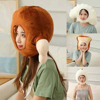 Cute Chicken Leg Bread Dumpling Bun Soft Plush Doll Headgear Hat