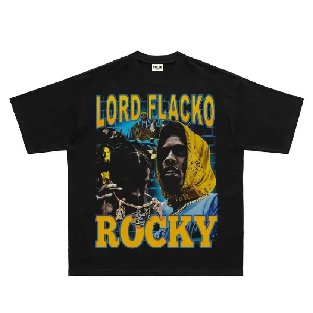 

ASAP Rocky Rap Rocky Hip Hop T-shirt American Rap Short Sleeve Loose Tee Streetwear Oversized Casual Men Women Clothing Harajuku1 XXXXXL чорний
