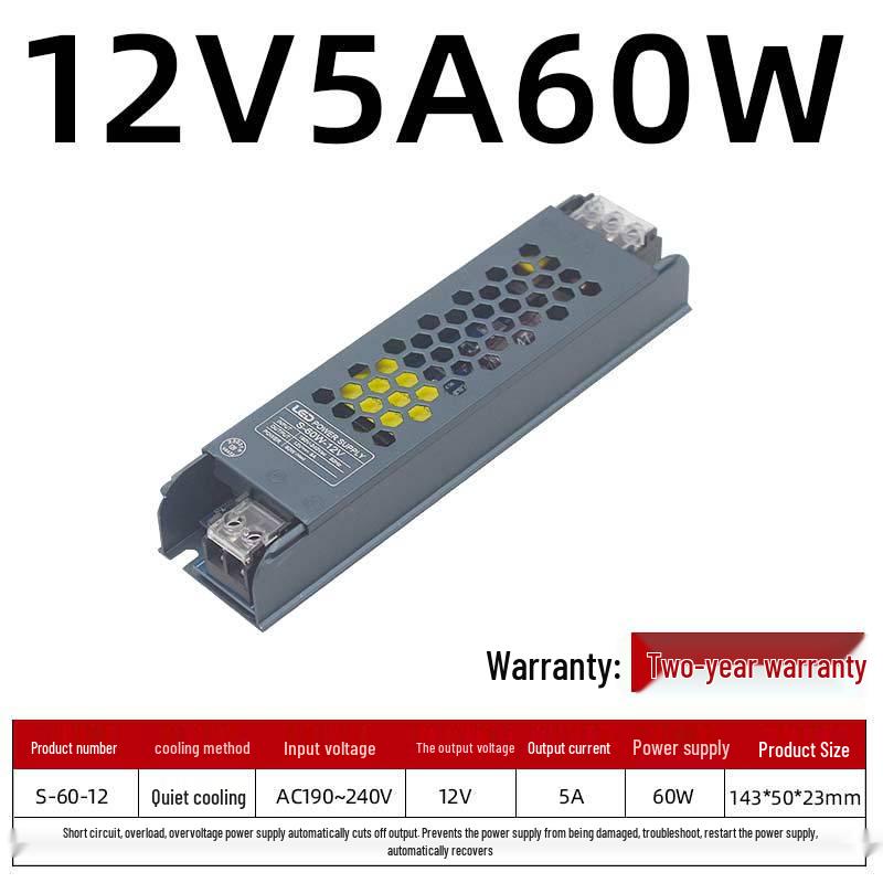 Ultra-Thin LED Power Supply for Light Strips: 220V To 24V/12V Silent Transformer for Advertising Displays.
