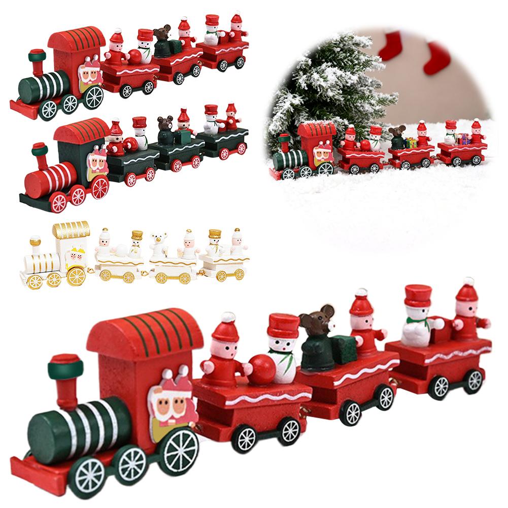 Christmas Train Ornaments Wooden Color Boxes Window Christmas Year New Decorations Gifts Displays T9Y7