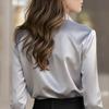 Women's Solid Color Lapel Smooth Simple Business Office Long Sleeve Shirt Elegant Shirt