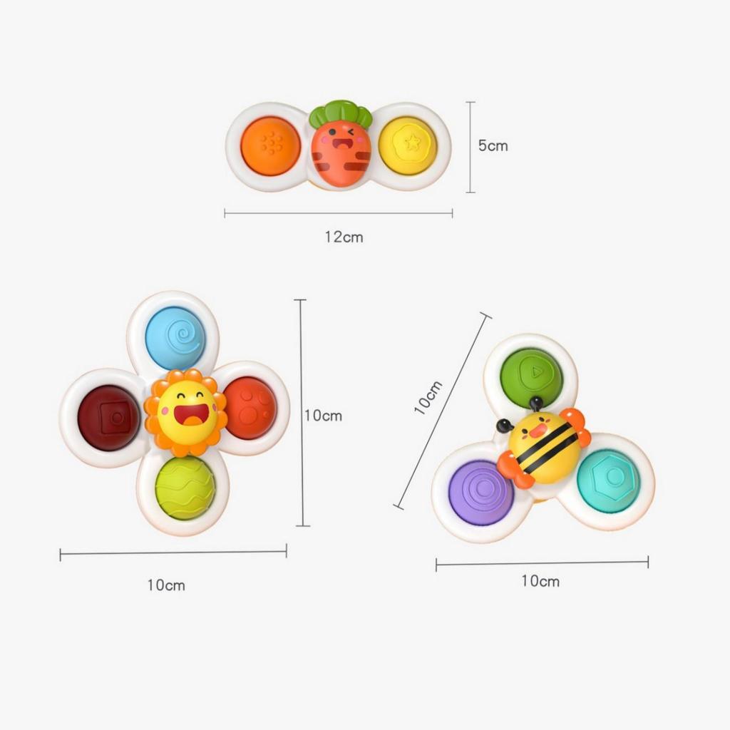 KIZUS Bing Bing Spin Pop Przyssawka Grzechotka Zabawka 3 rodzaje Zestaw