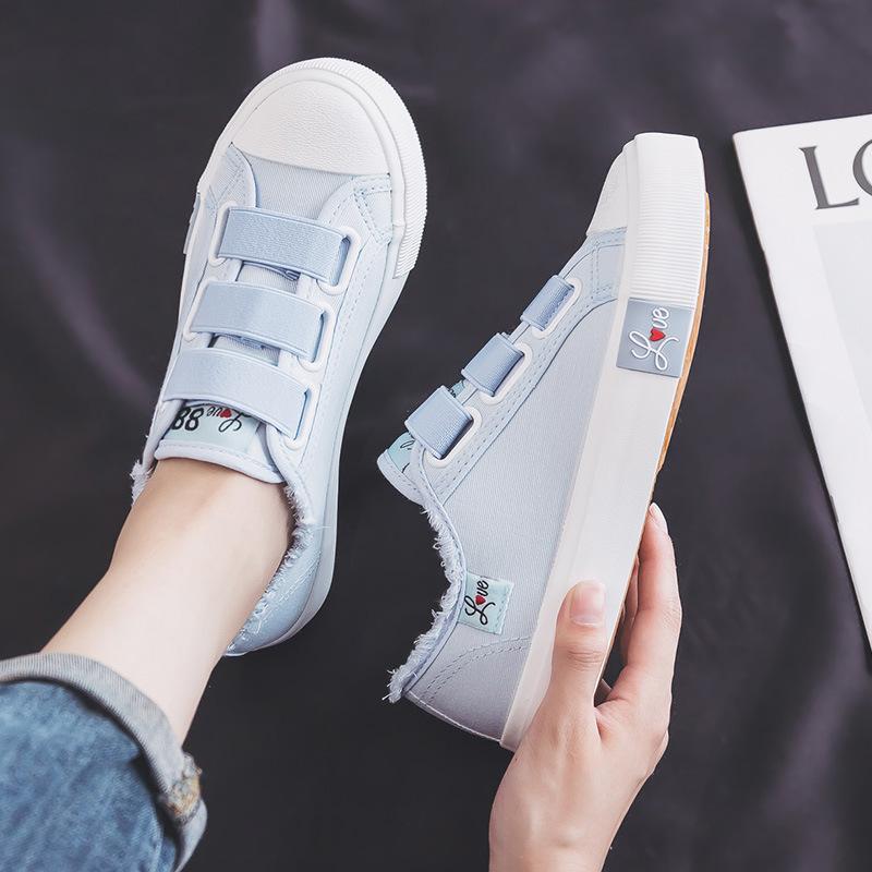 

Студенческие парусиновые туфли на липучке, женская обувь, корейская версия парусиновых туфель ульцзан, универсальные дышащие кроссовки 35 синий