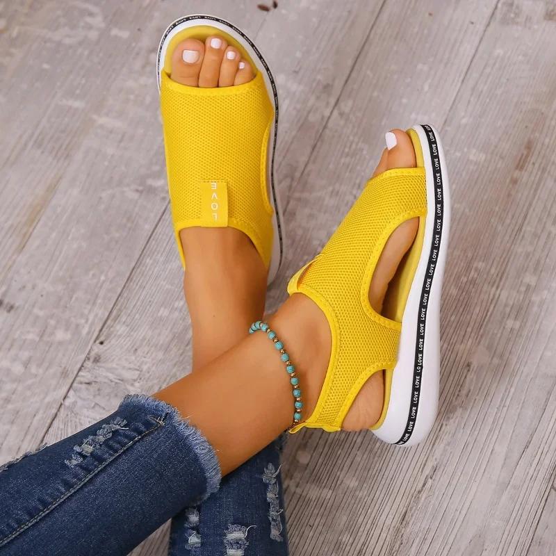 Kvinne Elastisk Strikk Casual Sandaler Sko Sommer Kvinne Kiler Plattform Sandaler Strand Sport Pluss Størrelse 43 Sandalias Mujer