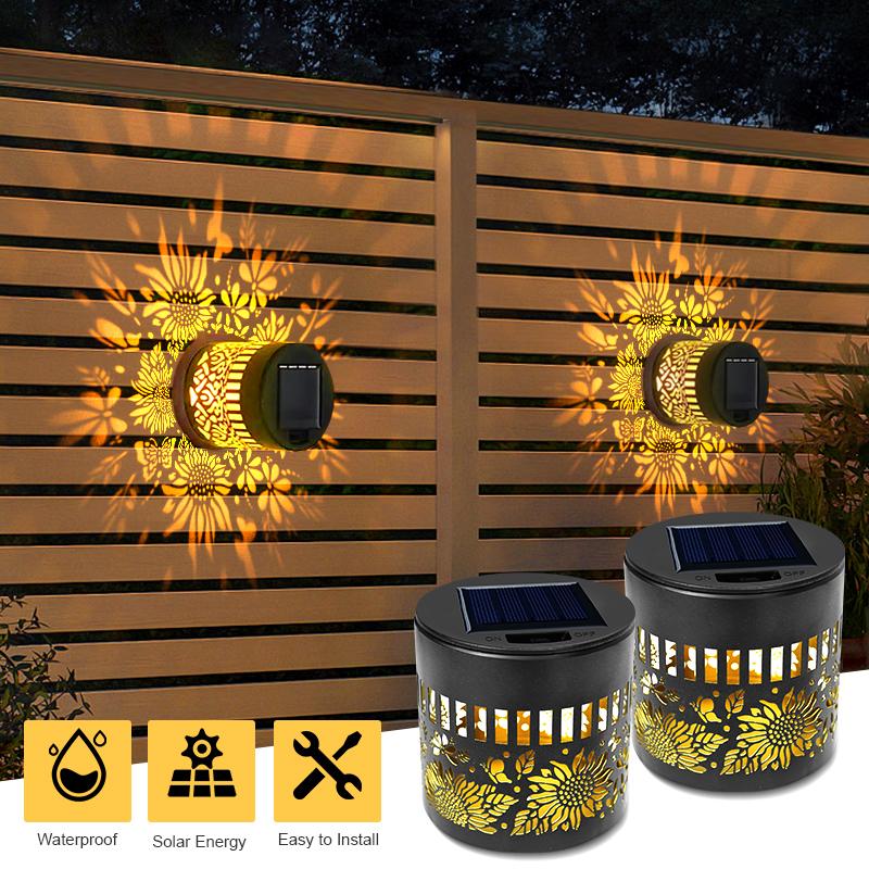 

Solar Outdoor Fence Lights Decoration 2 Pack Solar Wall Step Deck Lights Outdoor Garden Decor with Hummingbird Sunflower Theme