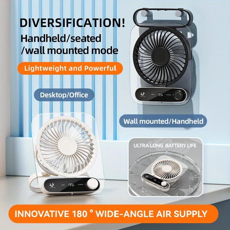 High Speed Mini Cooling Fan Portable Desk Fan Multi-Function Handheld/Desktop/Wall-Mounted for Kitchen Office Bedroom