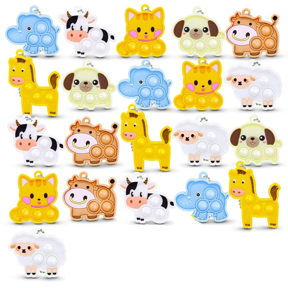 7/21 STuks Voor Kinderen Volwassenen Nieuwe Dier Schapen Kat Honden Pop Fidget Speelgoed Druk Bubble Poppers Sensorisch Stressverlichtend Speelgoed Feestartikelen