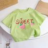 Girls Summer Cotton Short Sleeve T Shirt Cute Round Neck Top For Kids