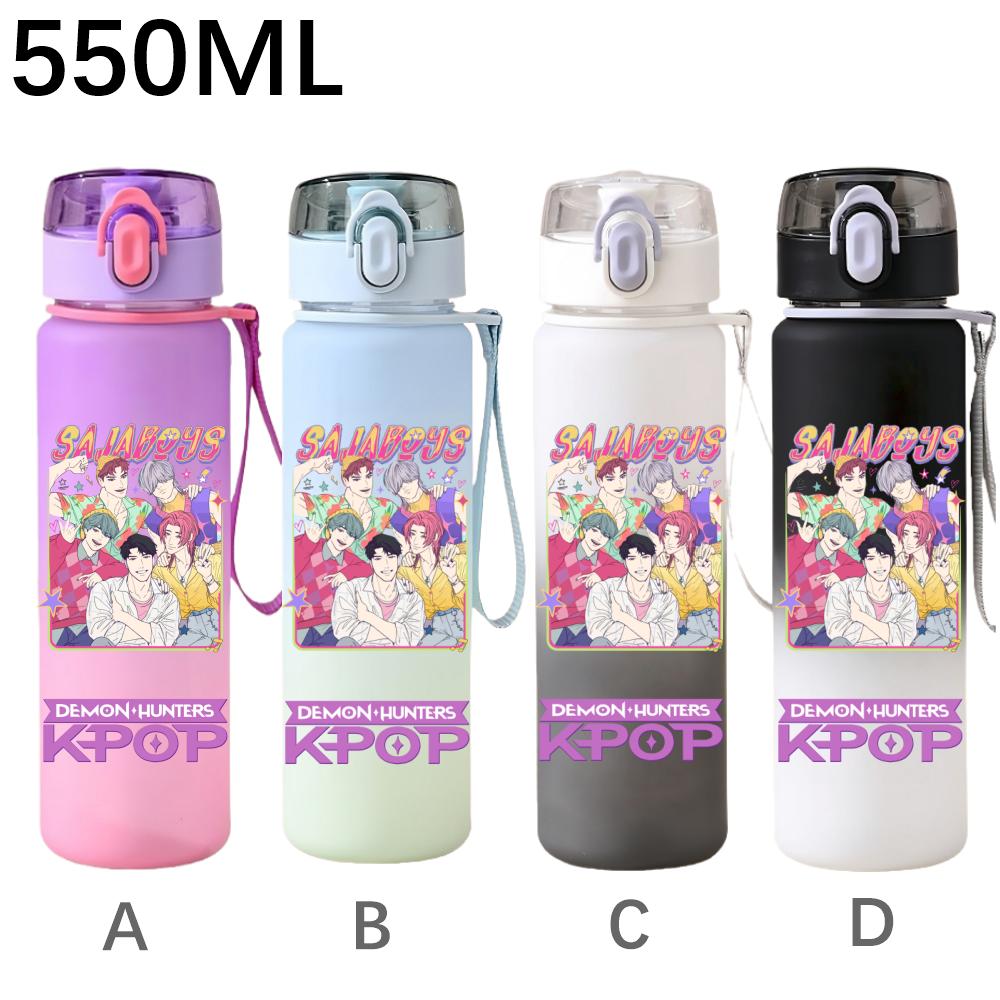 550ML KPop Demon Hunters Cartoon Print Sport Water Bottle Leak Proof Water Cup Outdoor Sports Drinking Bottle Birthday Gifts