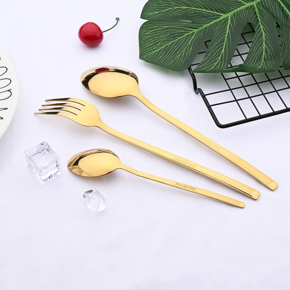Blue Gold Mirror Dinnerware Cutlery Set Stainless Steel Tableware Set Home Knife Fork Coffee Spoon Flatware Silverware Set