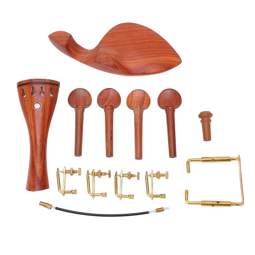 Violin Chinrest Complete Professional Jujube Wood Violin Cheek Rest with Pegs Tail Post Rope Tailpiece Screw
