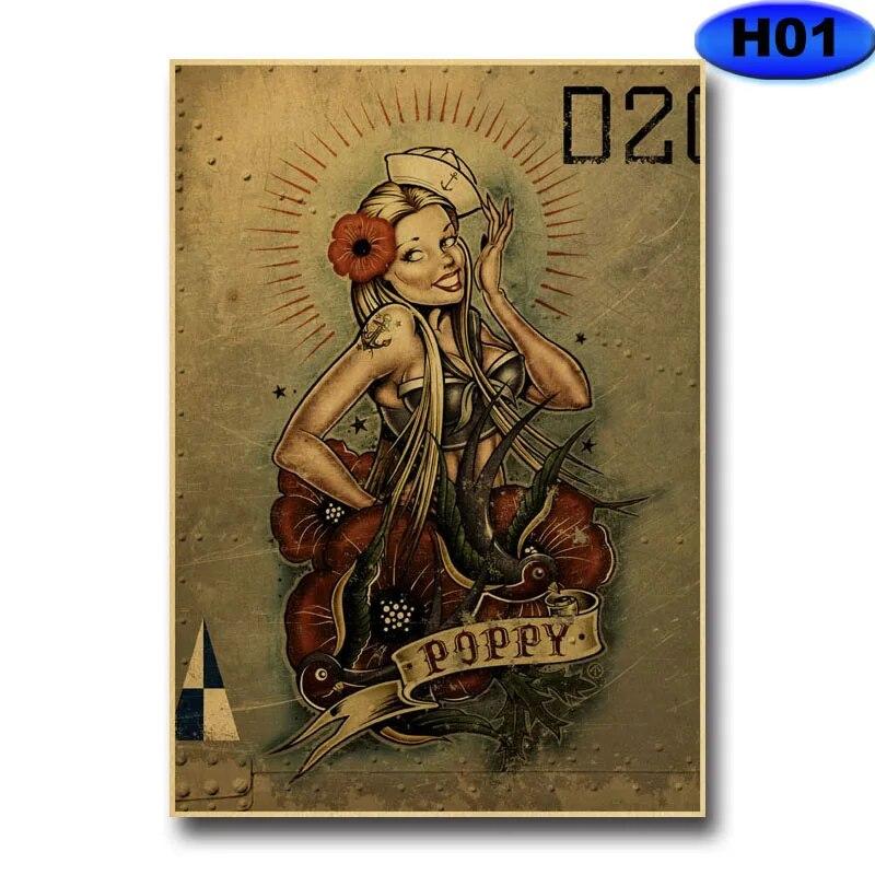 

Винтажный плакат для девочек, плакаты из крафт-бумаги и принты, домашний декор, живопись, бар, кафе, отель, украшение для гостиной, стикер на стену 30x21cm