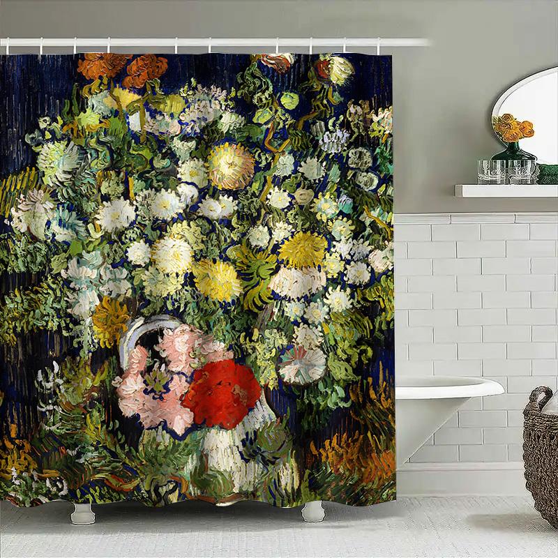 Floral Shower Curtain Modern Kitchen Decor – Bath Home Decoration Wall Hanging Shower Curtains for Bathroom In Orange, Green.