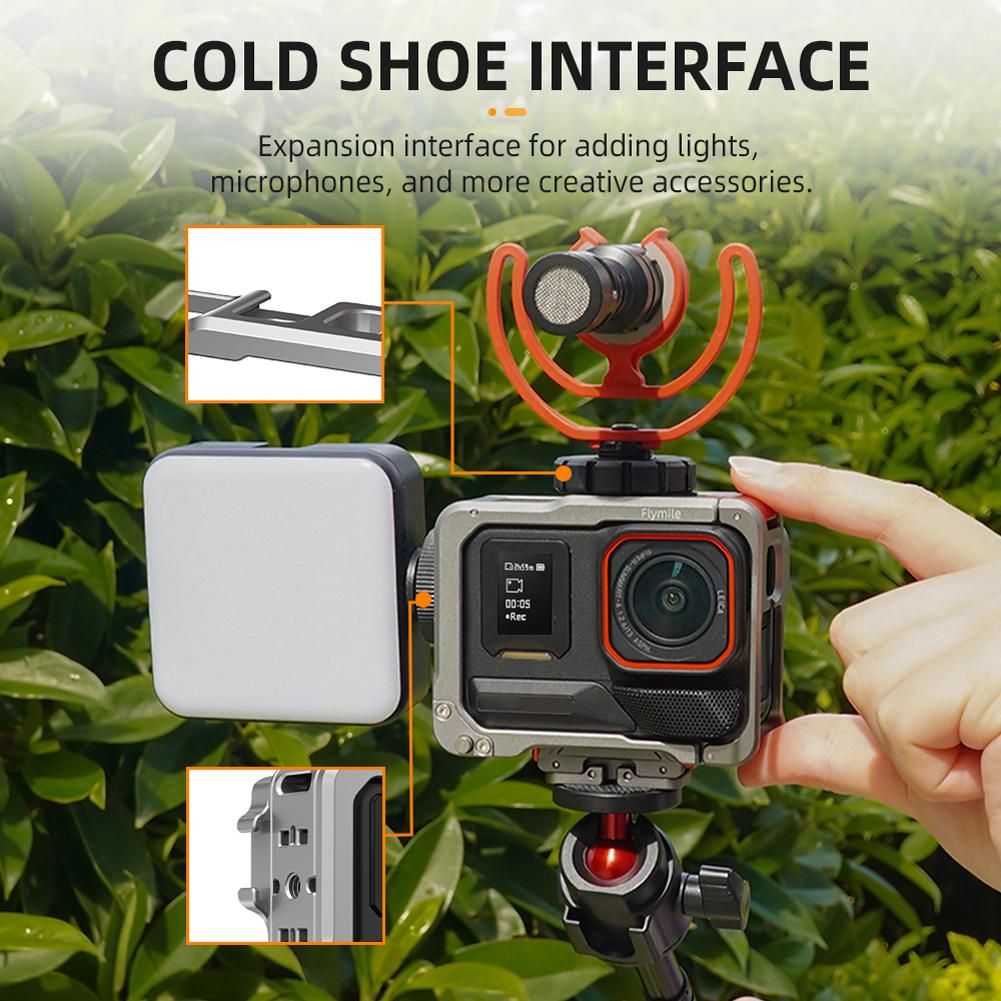 Aluminium Frame Protective Case For Insta360 Ace Pro/Insta360 Ace Pro 2 Camera Metal Cage Quick Release Mount with Cold Shoe
