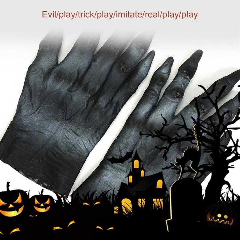 Latex Zombied Gloves Scary Moster Gloves Werewolfs Gloves Zombied Hand Gloves Horrific Demons Gloves for Halloween
