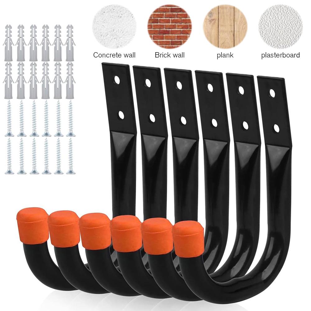 6 Pack Garage Hook Heavy Duty Wall Mount Hook Hanging Garage Hanger for Hanging Bike Ladder Garden Tool