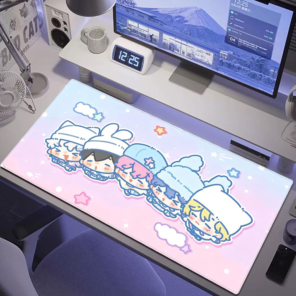 Kpop Pplave Cartoon Mouse Pad Anti Slip Rubber Edge Locked Thickened Laptop Gaming Desk Mat Desk Mat Big Table Pad Hybxaxc