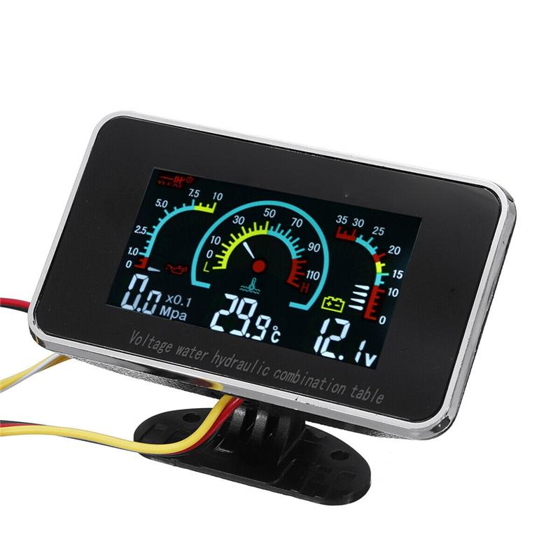 AMEXIAOXU  3 In1 LCD Car Digital Gauge Voltmeter/Oil Pressure/Water Temp 12-24V Universal