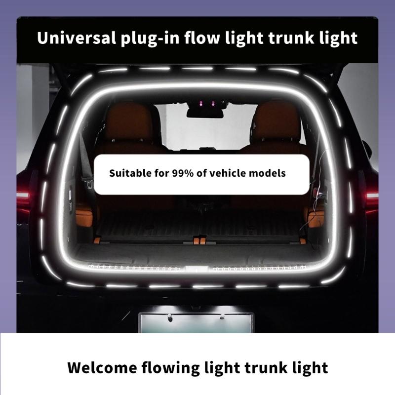 Universal Flexible Silicone LED Trunk Ambience Light Strips Featuring Multi Color Effects for Car Interior Decoration