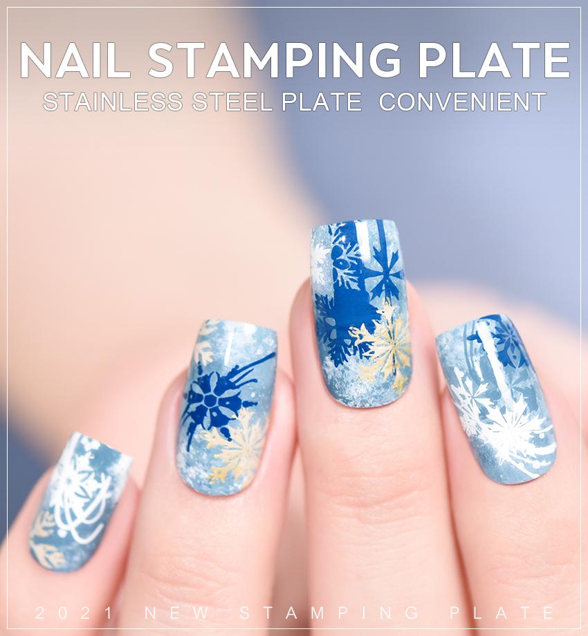 kads Nail Stamping Plate Christmas 025 Snowflake Image Design Nail Stencil Printer with Stamping Polish Manicure Tool