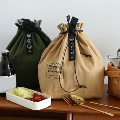 Drawstring Lunch Bag Insulated Reusable Lunch Tote Drawstring Closure Handbag Lunch Sack with Handle for Work Picnic School