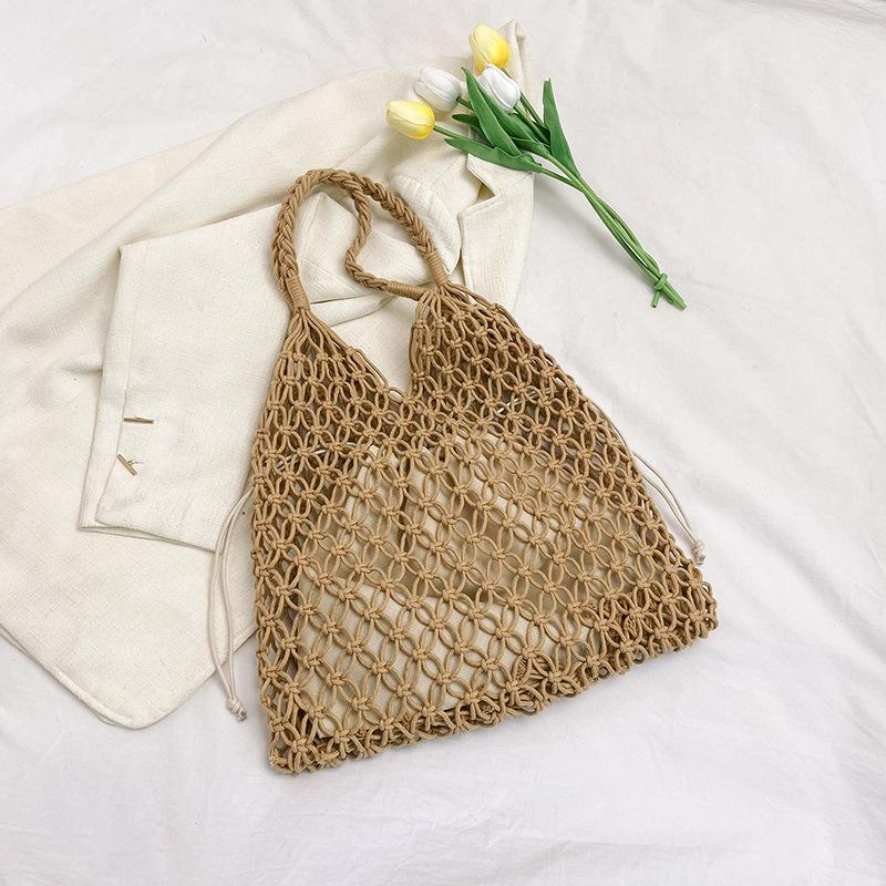 Yogodlns Borsa tessuta estiva per borse da donna Borsa a tracolla Boho da spiaggia lavorata a mano Borsa tote grande Borsa per la spesa scavata