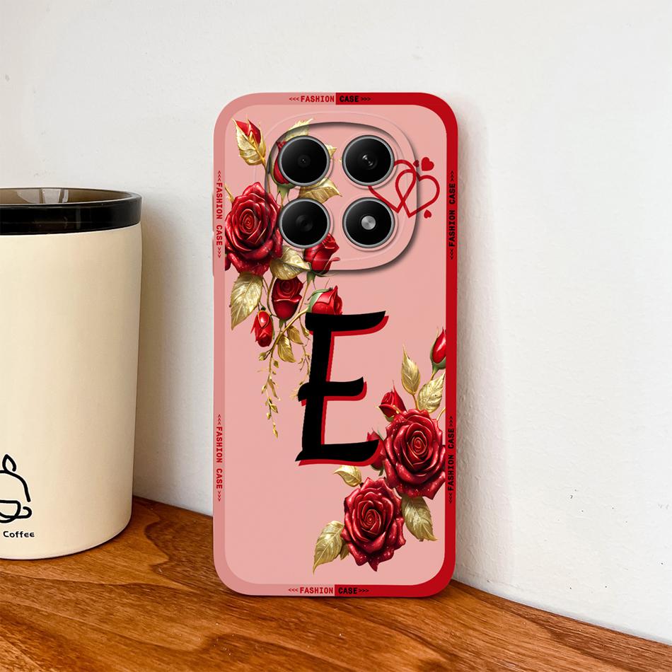 Case For Poco M8 Pro / Poco M5 M5S Fashion Rose Letters Soft Liquid Silicone Phone Shell For Poco M 8 M 5 Lightweight Funda