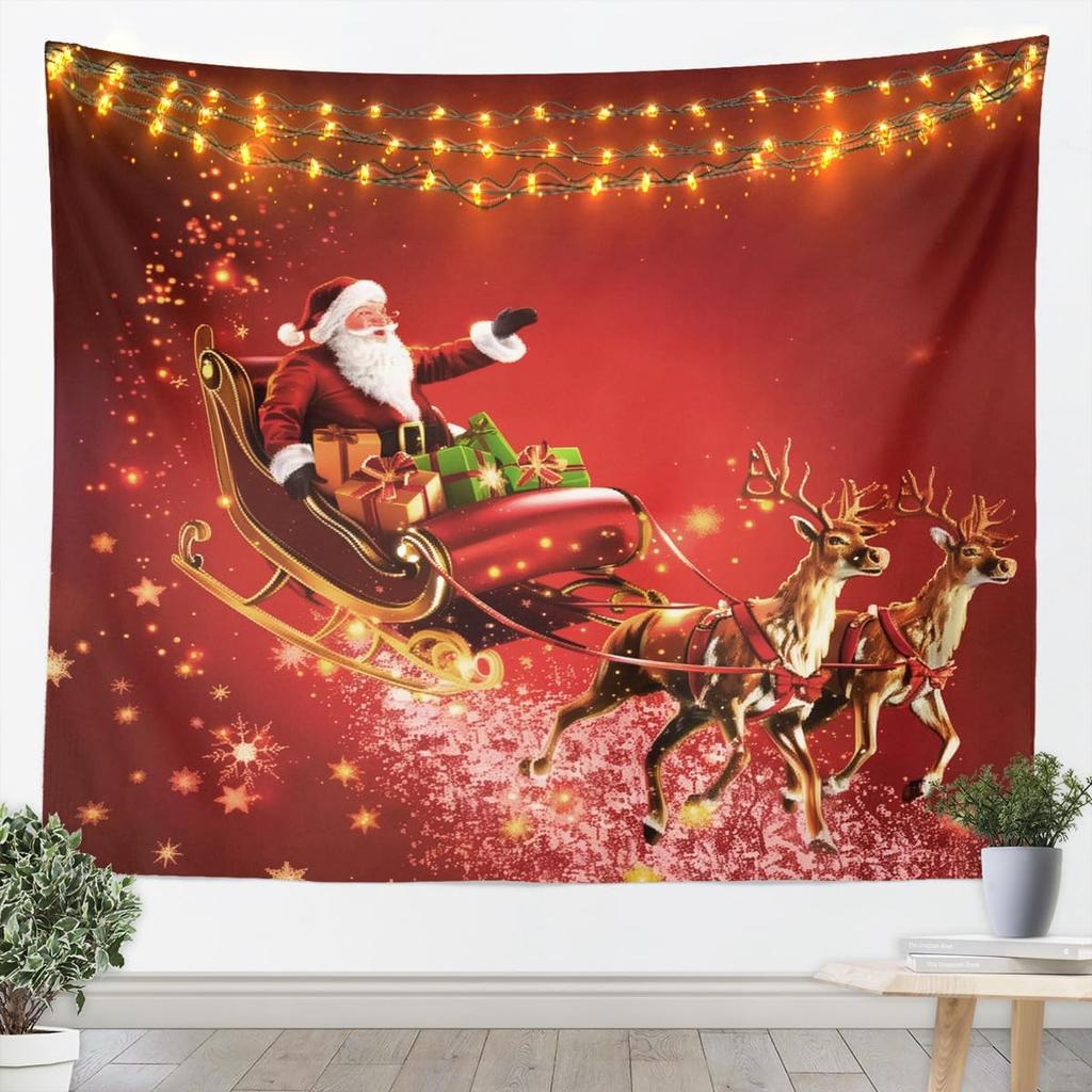 Merry Christmas Tapestry Xmas Ornaments Wall Hanging Blanket Snowman Snowflake Wall Art for Living Room Bedroom Decoration
