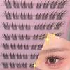 Self-Adhesive Glue-Free Fishtail Sunflower False Eyelashes - Natural Single Cluster Segmented Eyelashes for Beginners